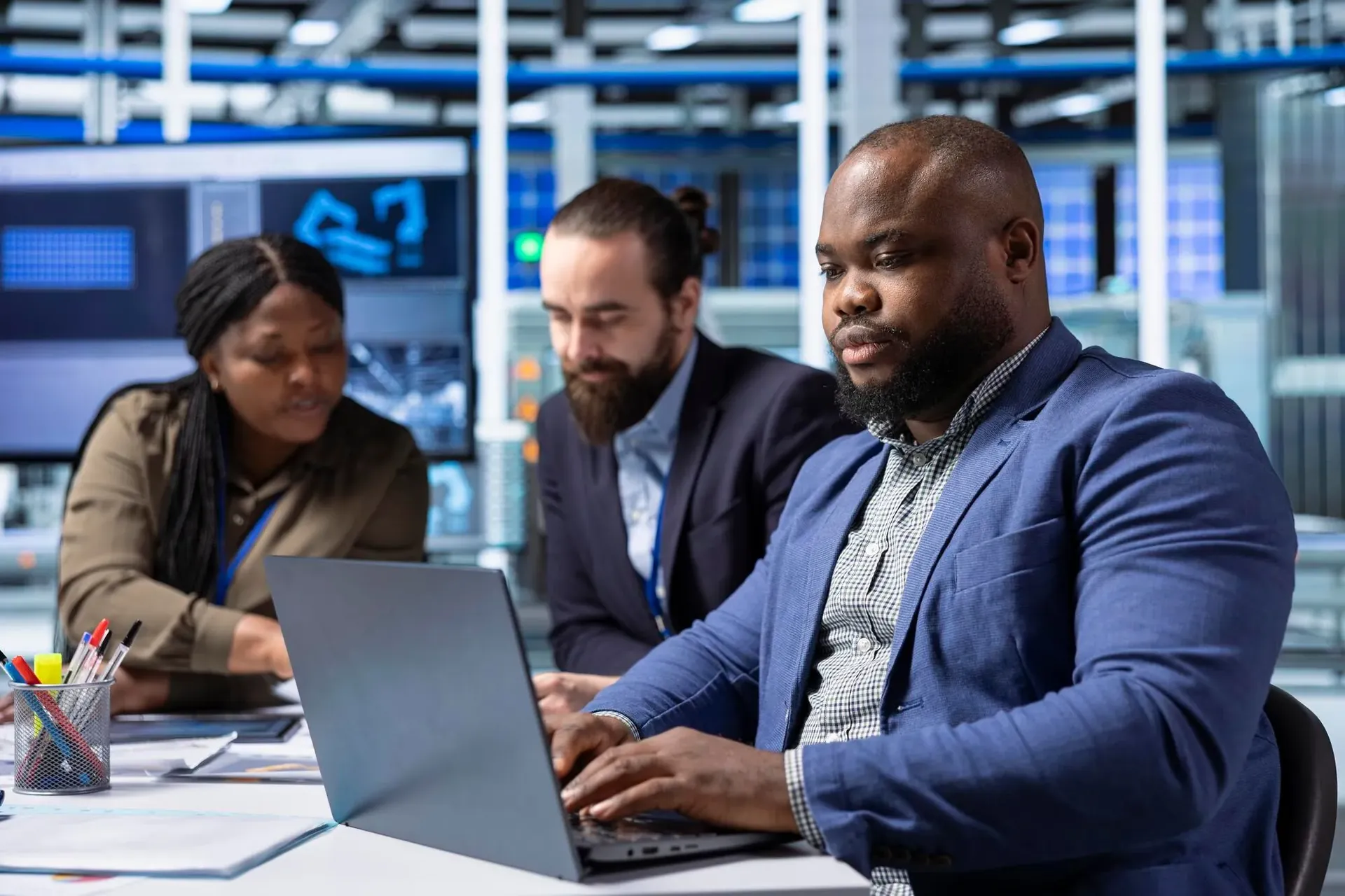 Business and technology leaders reviewing a transformation roadmap